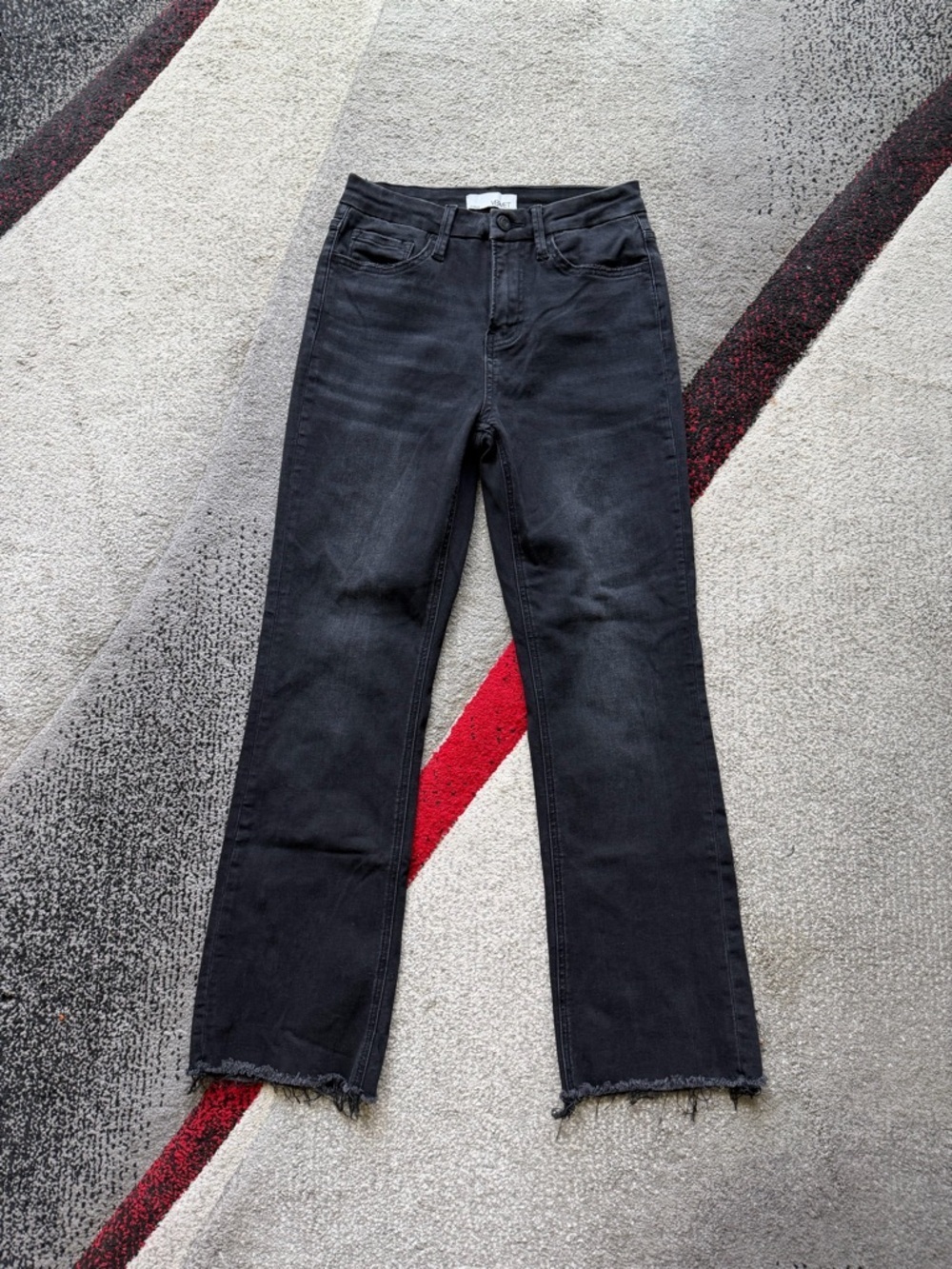 Vervet Black Frayed Hem Cropped Flare Jeans